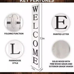 Online Kirklands Home Foldable Welcome Porch Board White