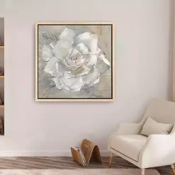 Hot Kirklands Home White Gardenia Flower Framed Canvas Art Print