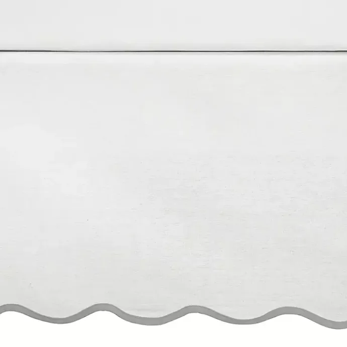Online Kirklands Home White Gray Scalloped Coastal Queen Bed Skirt