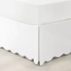 Clearance Kirklands Home White Scalloped Coastal King Bed Skirt Gray
