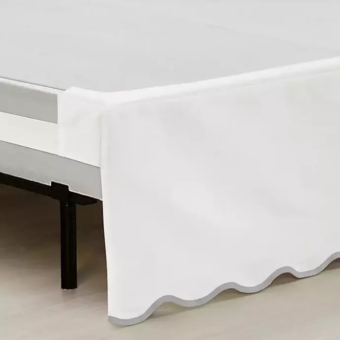 Clearance Kirklands Home White Scalloped Coastal King Bed Skirt Gray
