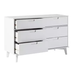 Best Kirklands Home Grooved Handle 6-Drawer Dresser White