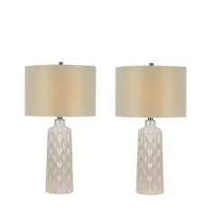 Hot Kirklands Home White Honeycomb Wave Table Lamps, Set of 2 Tan