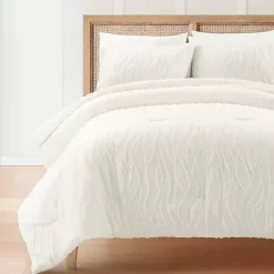 Clearance Kirklands Home Jacquard Wave 3-pc. King Comforter Set White
