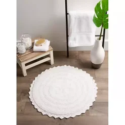 Sale Kirklands Home Large Crochet Round Bath Mat White