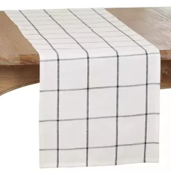 Outlet Kirklands Home Large Plaid Long Table Runner, 72 in. White