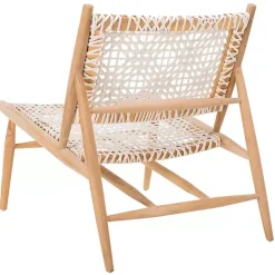 Kirklands Home Leather Woven Accent Chair White