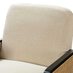 New Kirklands Home White Linen and Rattan Accent Chair Ivory
