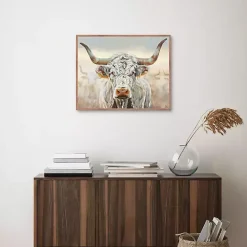 Kirklands Home Longhorn Framed Canvas Art Print White