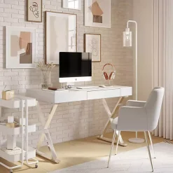 Sale Kirklands Home Luster Chrome Leg Desk White