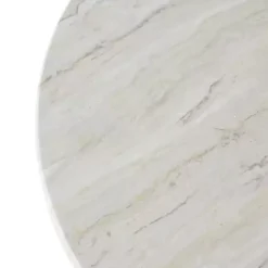 Hot Kirklands Home Marble & Black Metal Pedestal Coffee Table White
