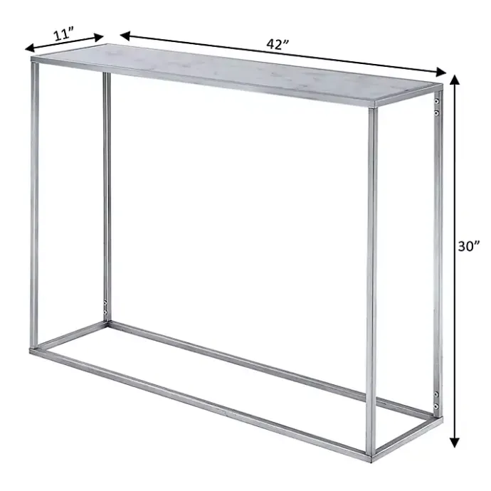 Outlet Kirklands Home White Marble & Metal Slim Console Table Silver