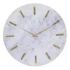Hot Kirklands Home White Marble and Gold Accent Wall Clock, 20 in.