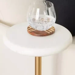 Online Kirklands Home Marble and Gold Base Cocktail Table White