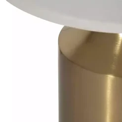 Outlet Kirklands Home Marble and Gold Cylinder Accent Table White