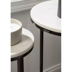 Discount Kirklands Home White Marble Nesting Accent Tables, Set of 2 Black