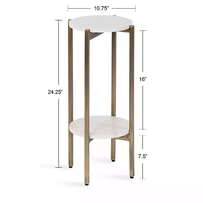 Outlet Kirklands Home Marble Gold Accent Table White