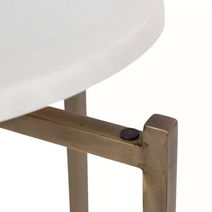 Outlet Kirklands Home Marble Gold Accent Table White