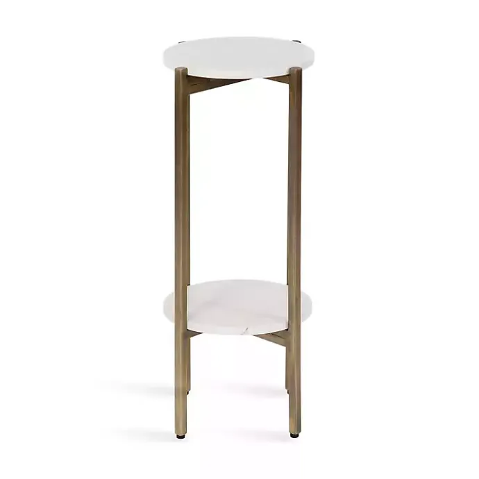 Outlet Kirklands Home Marble Gold Accent Table White