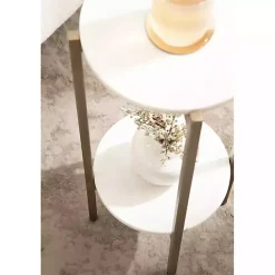 Outlet Kirklands Home Marble Gold Accent Table White