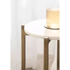 Outlet Kirklands Home Marble Gold Accent Table White