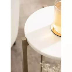 Outlet Kirklands Home Marble Gold Accent Table White