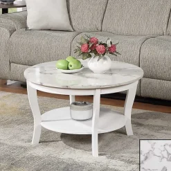 Hot Kirklands Home Marble Round Coffee Table White