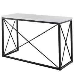Kirklands Home White Marble Top Sabin Metal Base Sofa Table
