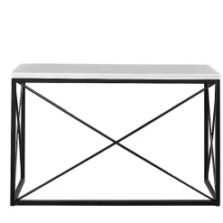 Kirklands Home White Marble Top Sabin Metal Base Sofa Table
