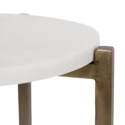 Online Kirklands Home Marble Walnut Accent Table White
