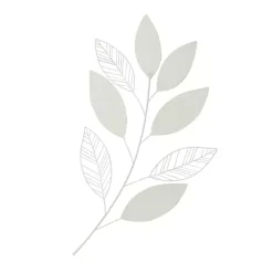 Best Kirklands Home White Metal and Reed Leaf Wall Plaque