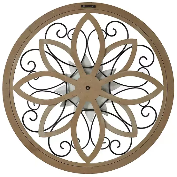 Best Kirklands Home White Metal and Wood Floral Round Wall Plaque