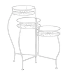Outlet Kirklands Home Metal Starburst 3-Tier Plant Stand White