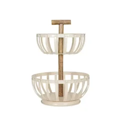Outlet Kirklands Home Metal 2-Tier Kitchen Basket White