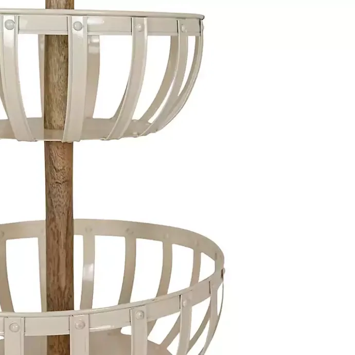 Outlet Kirklands Home Metal 2-Tier Kitchen Basket White