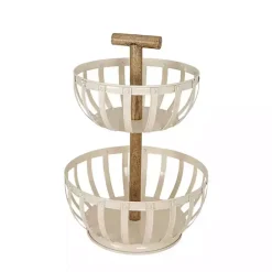 Outlet Kirklands Home Metal 2-Tier Kitchen Basket White
