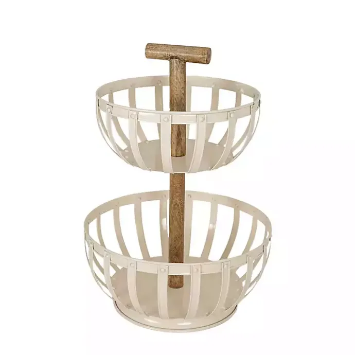 Outlet Kirklands Home Metal 2-Tier Kitchen Basket White
