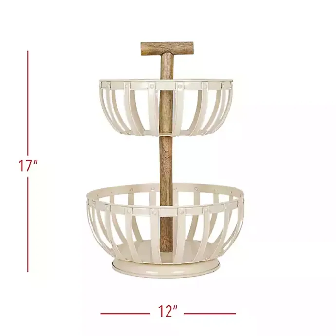Outlet Kirklands Home Metal 2-Tier Kitchen Basket White