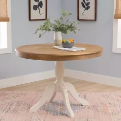 Hot Kirklands Home White Natural Top Pedestal Dining Table