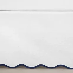 Kirklands Home White Navy Scalloped Coastal King Bed Skirt