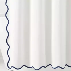 Outlet Kirklands Home White Navy Scalloped Coastal Shower Curtain