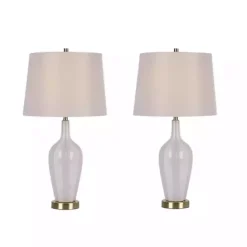 Online Kirklands Home Needle Neck Ceramic Table Lamps, Set of 2 White