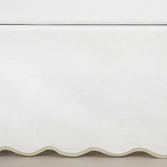 Discount Kirklands Home White Neutral Scalloped Coastal Queen Bed Skirt Tan