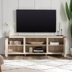 Kirklands Home Oak Barn Door TV Stand White