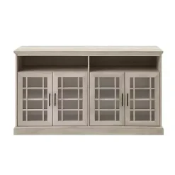 Discount Kirklands Home White Oak Glass Door TV Stand, 58 in. Ivory