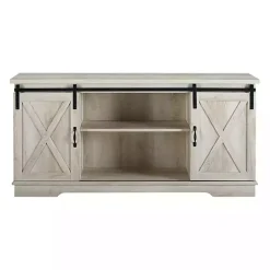 Outlet Kirklands Home Oak Sliding Barn Door TV Stand White