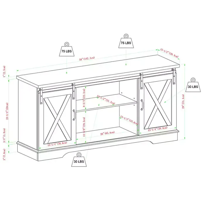 Outlet Kirklands Home Oak Sliding Barn Door TV Stand White