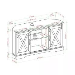Discount Kirklands Home White Oak Sliding Barn Doors Corner TV Stand Ivory