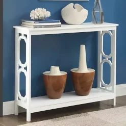 Kirklands Home Octagon Single Shelf Console Table White