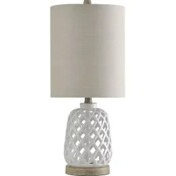 Discount Kirklands Home White Open Weave Ceramic Table Lamp Ivory